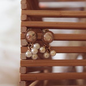 Small Dainty Gold Pearl Dangle Earrings